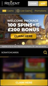 Regent Play casino website